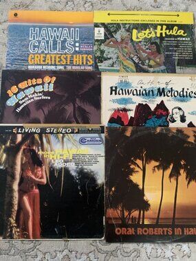 Lot of 6 Vintage Hawaiian LPs – Hula, Surf, Island Music – Vinyl Records